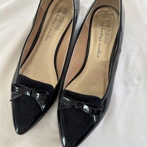Ann Marino Black Flats with Bow Detail